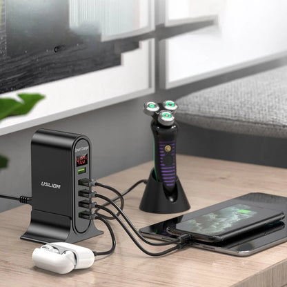 Smart LED digital display USB charger showing charging status with 4000mA output for UK voltage