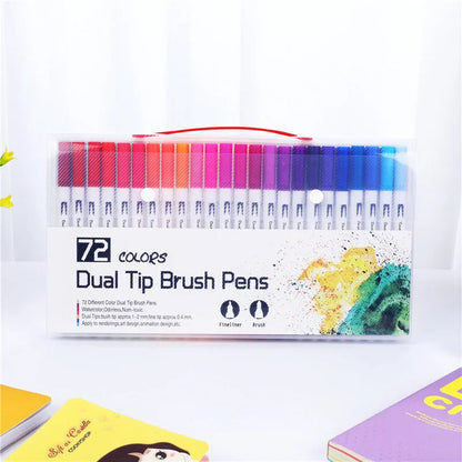 Ink water colour pen set with multiple colour options and durable shell for artistic use