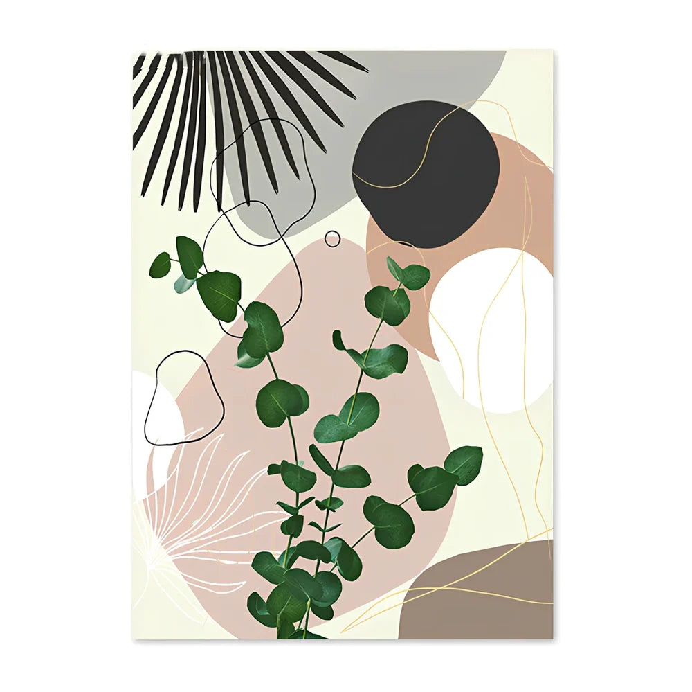 Tropical leaf pattern canvas painting in fashion casual style with no-frame design