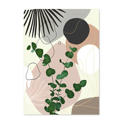 Tropical leaf pattern canvas painting in fashion casual style with no-frame design