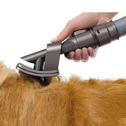 Deep grey pet grooming brush tool with vacuum cleaner attachment measuring 17x10cm