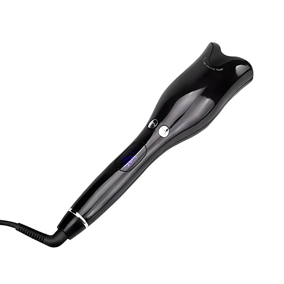 Anti-scald automatic curling iron with gold ceramic barrel and digital temperature display