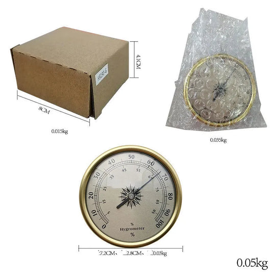 Analogue thermometer and hygrometer with 72mm aluminium dial and outer ring for humidity monitoring