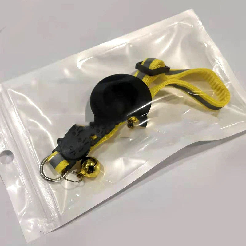 Airtag pet collar with reflective strip and bell for cats and dogs