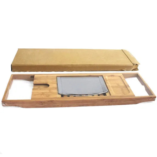 Bamboo bathtub frame storage unit with single-tier design for bathroom organisation