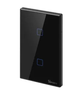 Smart wall switch with tempered glass panel, touch control, 220-250V 10A, 120mm mounting hole distance