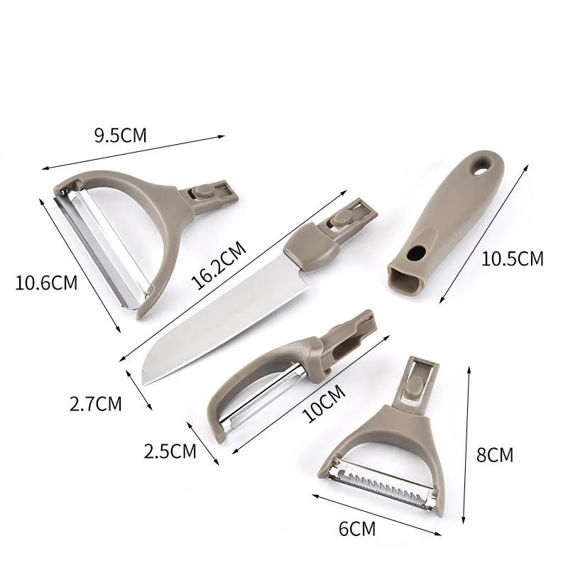 Three-piece kitchen cutter set with wheat straw chopping board, fruit knife, and peeler in green colour
