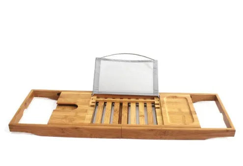 Bamboo bathtub frame storage unit with single-tier design for bathroom organisation