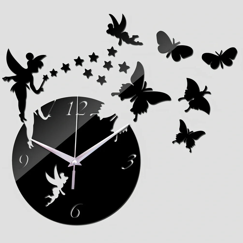 30cm round wall clock with black frame and white face showing Arabic numerals