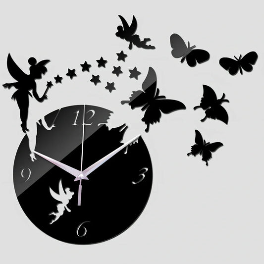 30cm round wall clock with black frame and white face showing Arabic numerals