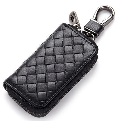 Men's woven leather car key case in multiple colors