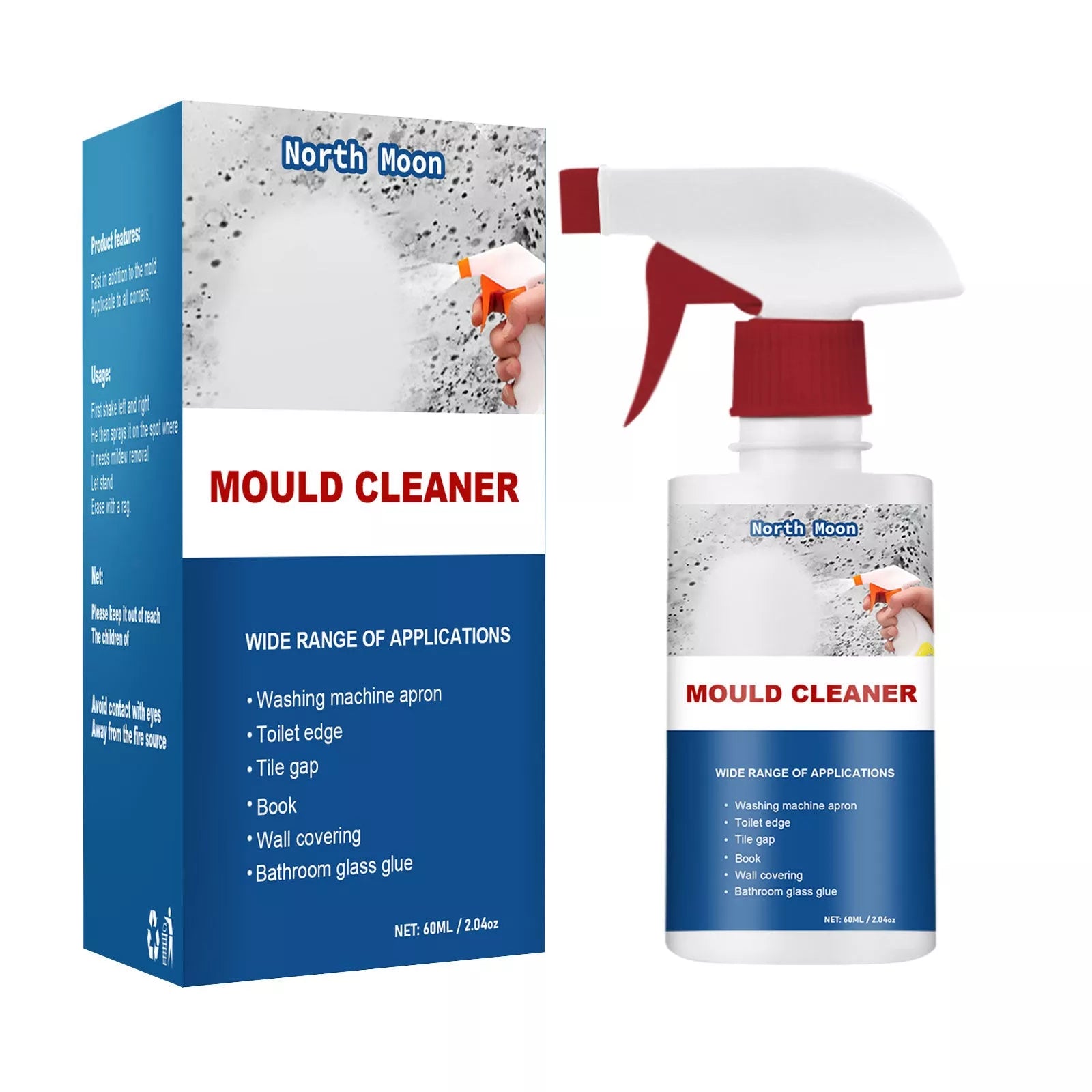 Mildew remover spray with active chlorine formula for effective mold stain removal
