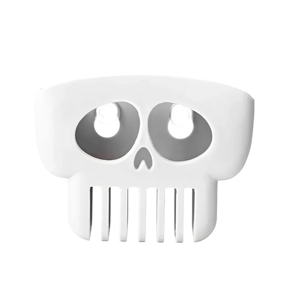 Halloween plastic drain rack in gray holding sponge, dish cloth and soap, 25cm long with punch holes for drainage