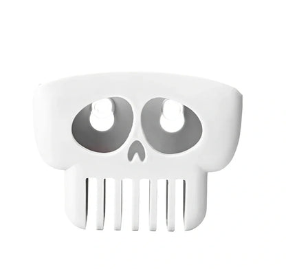 Halloween plastic drain rack in gray holding sponge, dish cloth and soap, 25cm long with punch holes for drainage