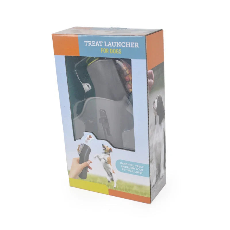 Dog Training Snack Launcher in grey, dimensions 18cm height, for interactive pet play