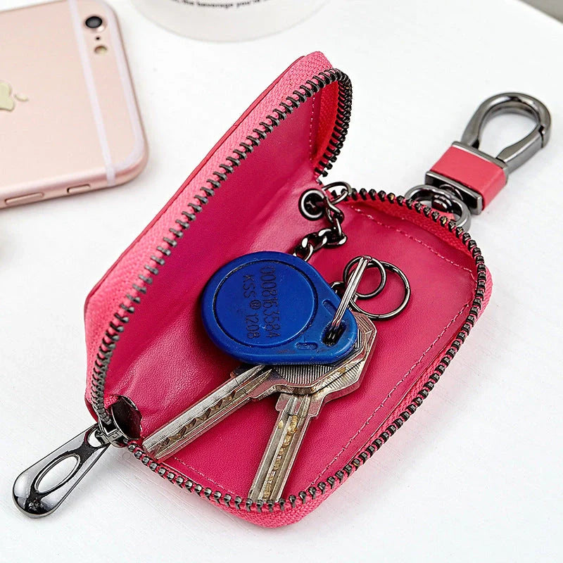Men's woven leather car key case in multiple colors