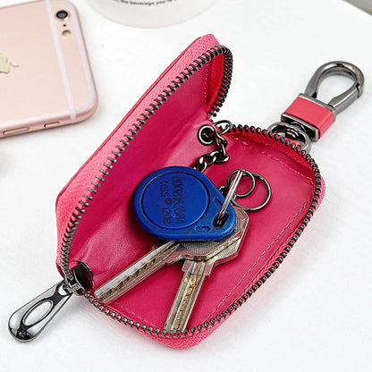 Men's woven leather car key case in multiple colors