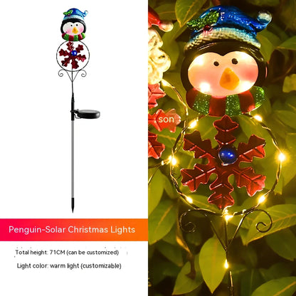 Solar Christmas LED ground light with Snowman design, 710mm height with ground spike