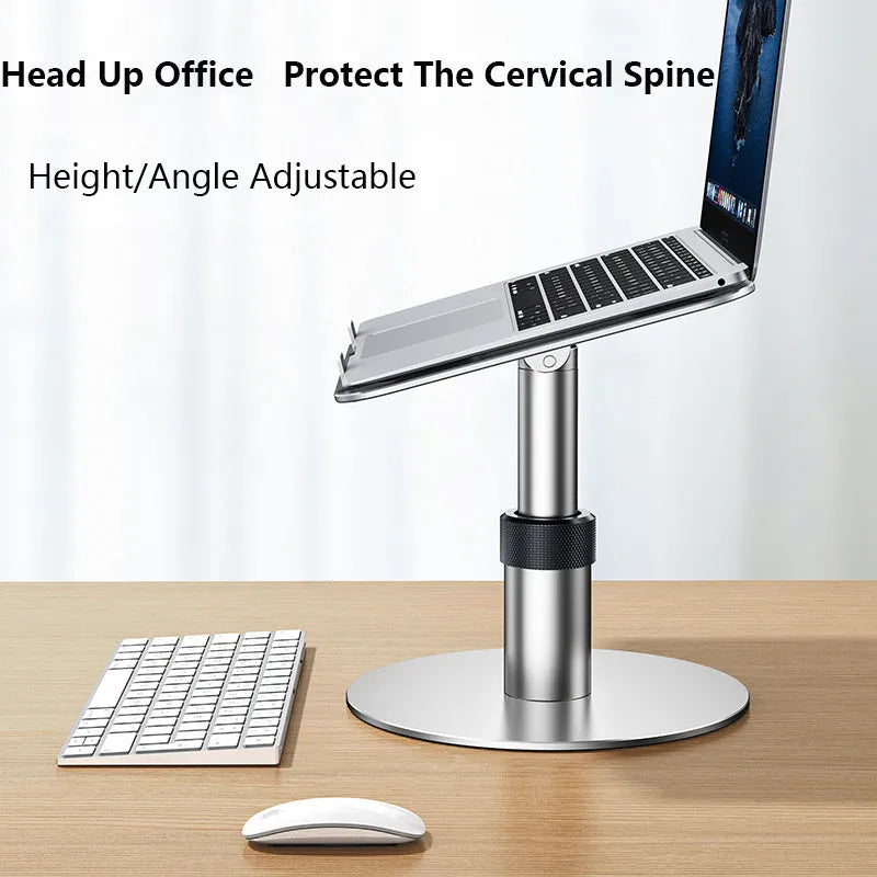 Car laptop stand adjustable 150mm to 235mm height aluminium alloy portable car work desk with 360° rotation base for laptops under 18 inches in silver or deep space grey