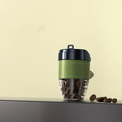 Brown plastic coffee cup-shaped solid car air freshener for dashboard odour removal.
