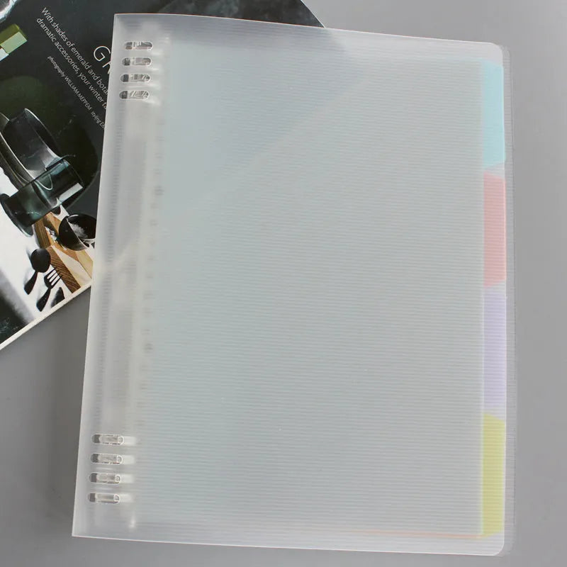 B5 loose-leaf refill pad with coloured PP cover, 40 pages, for 8-hole binders.