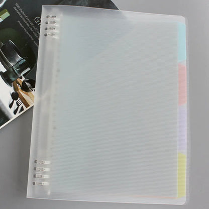 B5 loose-leaf refill pad with coloured PP cover, 40 pages, for 8-hole binders.