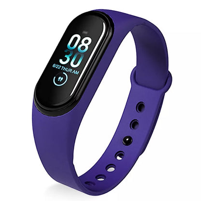 Smart bracelet with color screen displaying heart rate and fitness metrics