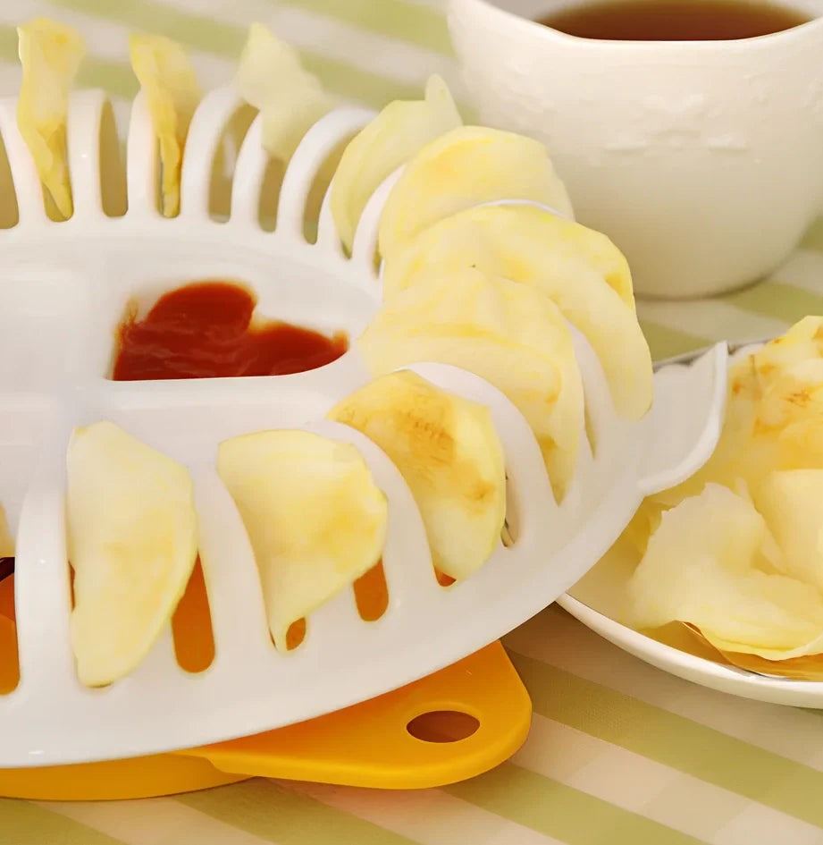 White potato chips maker with stainless steel blade, ABS plastic tray and stander for microwave cooking