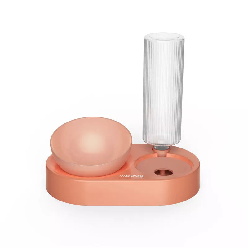 Automatic double bowl pet feeder with water dispenser for dogs and cats