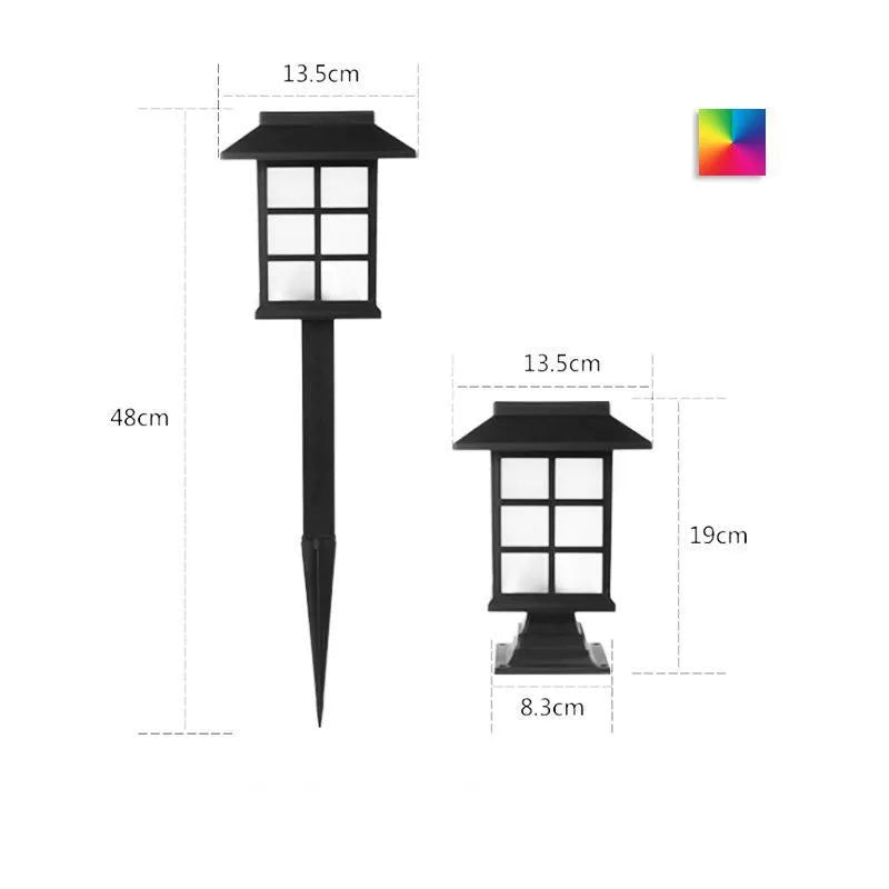 Black solar outdoor LED lawn light for garden and pathway illumination