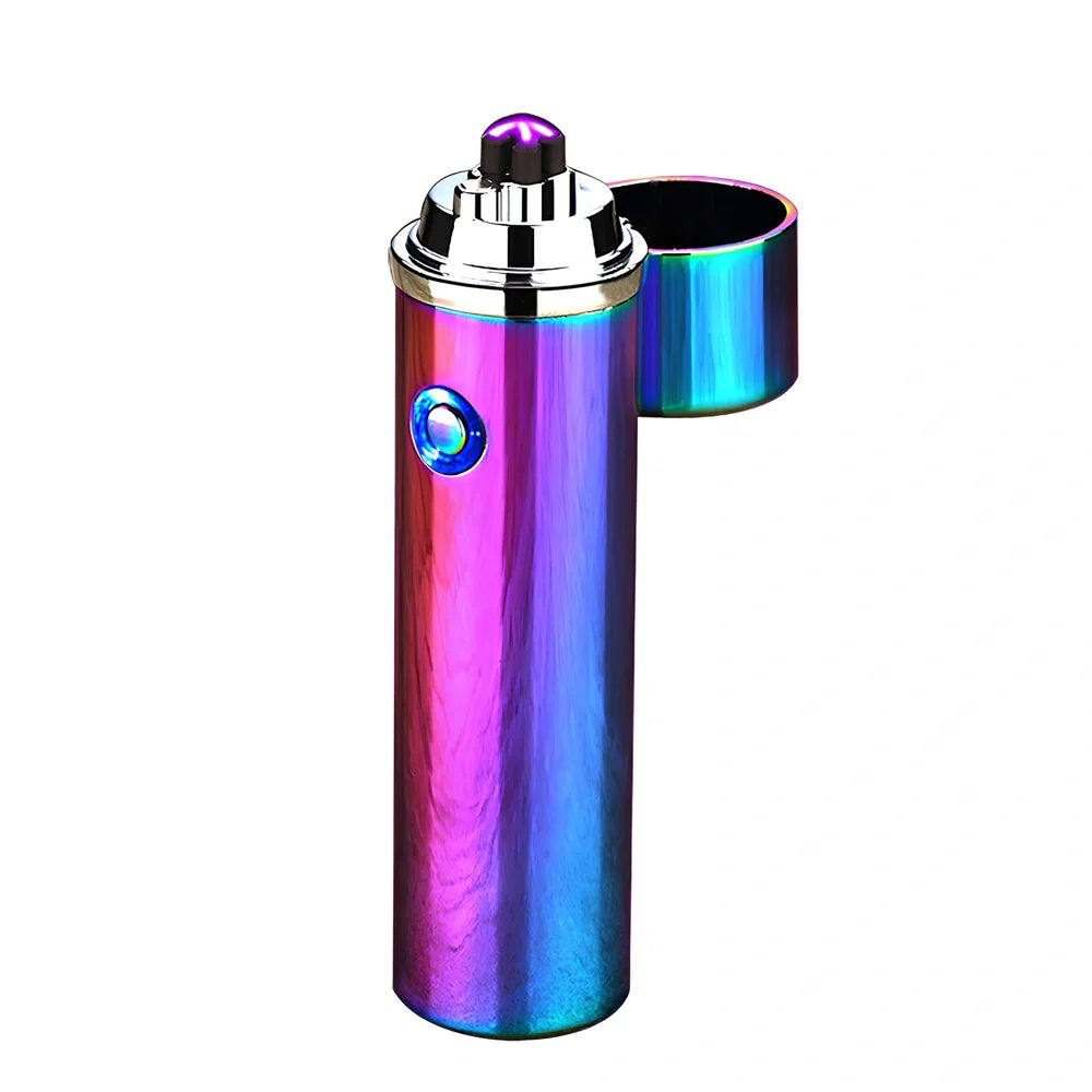 Black electric arc lighter pipe with four-headed windproof design and USB charging port