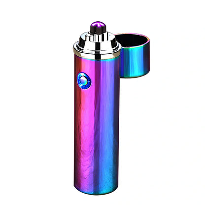Black electric arc lighter pipe with four-headed windproof design and USB charging port