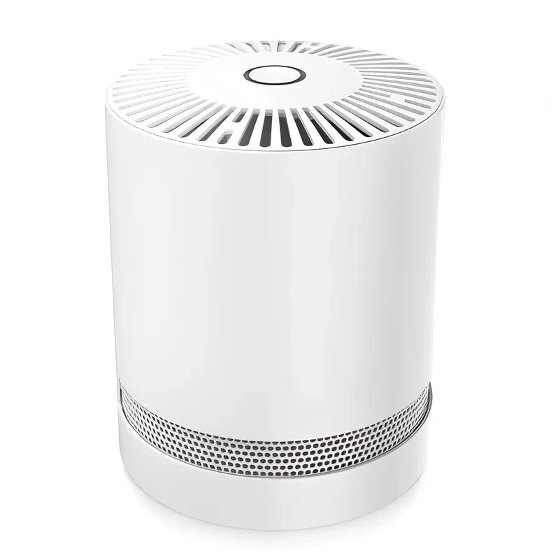 White portable desktop air purifier measuring 175x175x220mm for 4-10m² spaces