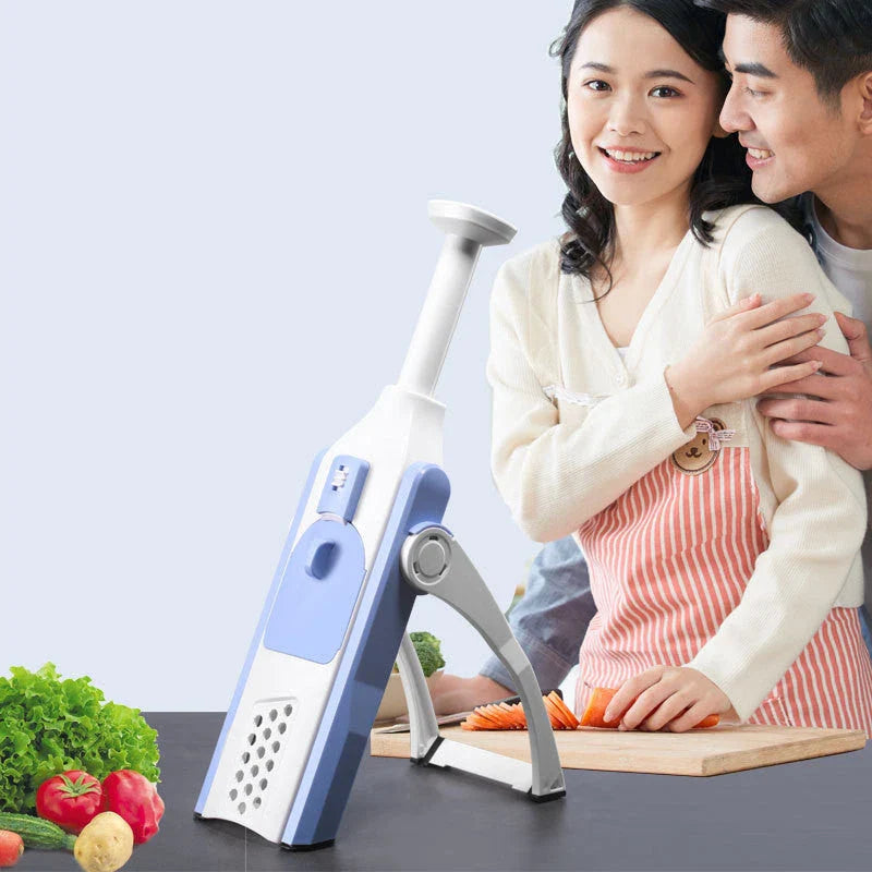 Multifunctional Vegetable Slicer and Chopper with Stainless Steel Blades and ABS Plastic Construction