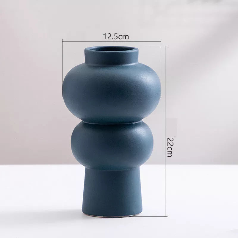 Nordic Minimalist Ceramic Vase in blue, yellow, or orange for modern living room decoration