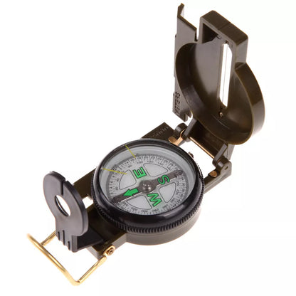 Army Green Aluminum Alloy Compass for outdoor navigation, compact and durable