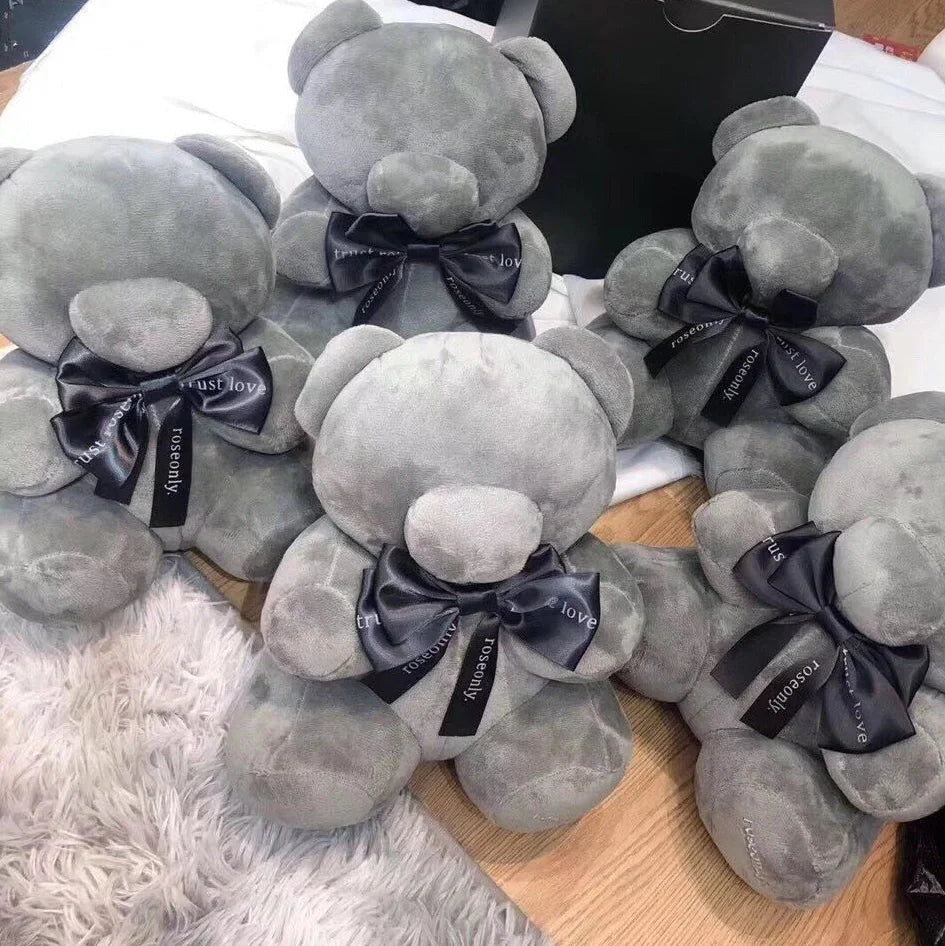 Grey teddy bear plush toy with PP cotton filling, measuring 36cm in height, on a neutral background