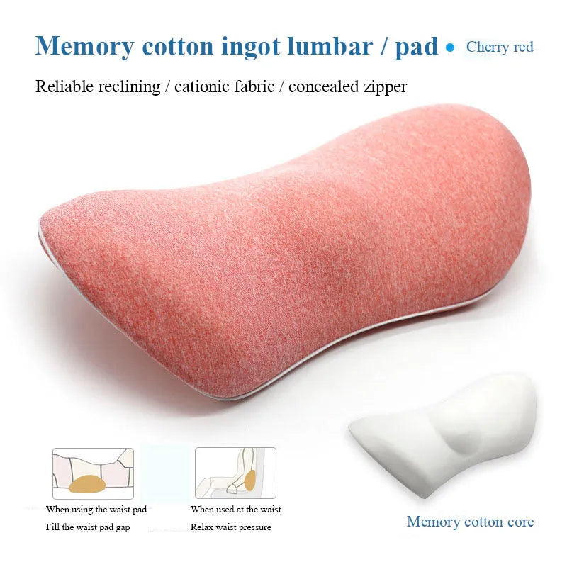 Ergonomic lumbar support pillow with grey 4D mesh fabric cover and memory foam core