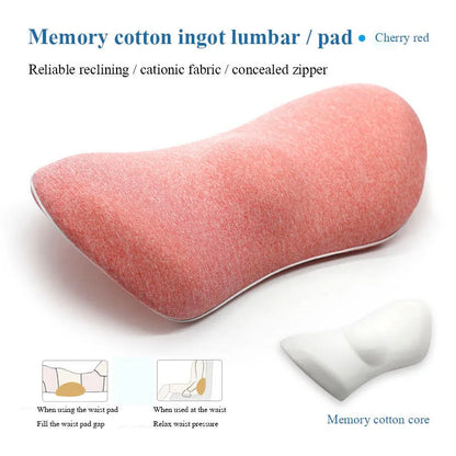 Ergonomic lumbar support pillow with grey 4D mesh fabric cover and memory foam core