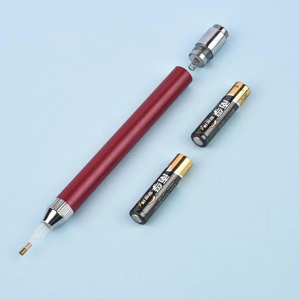 Luminous aluminium alloy diamond painting drill pen in blue, gold, or red colour