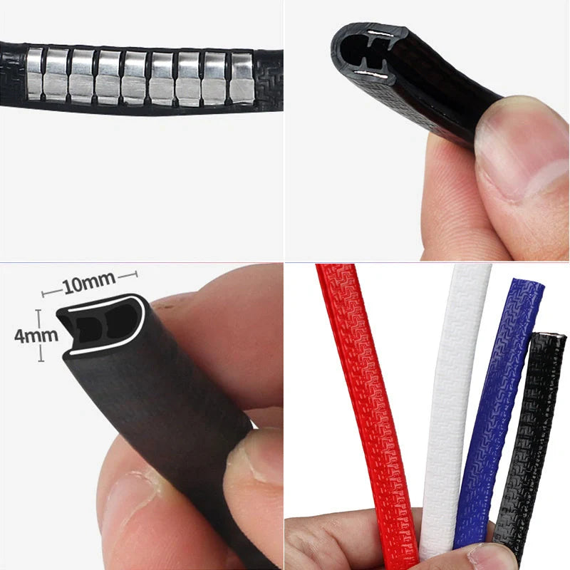 Universal car door anti-collision strip with built-in steel disc for scratch protection