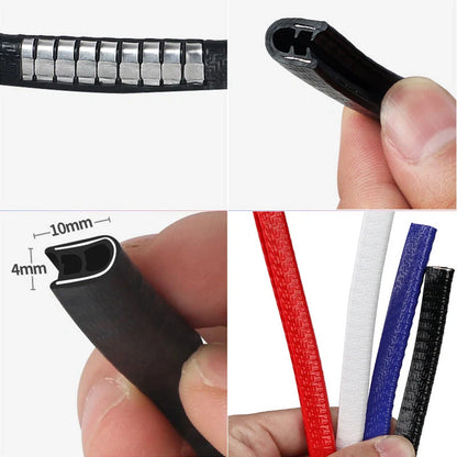 Universal car door anti-collision strip with built-in steel disc for scratch protection