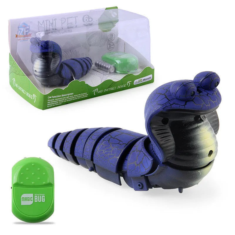 Smart sensing electronic snake cat toy with segmented body for realistic slithering motion on floor.