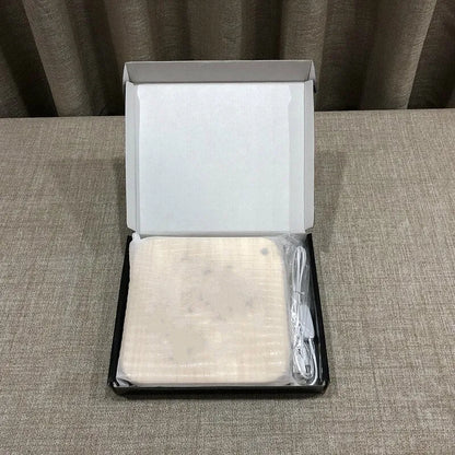 19cm square wooden LED atmosphere light with warm white illumination and USB cable connection