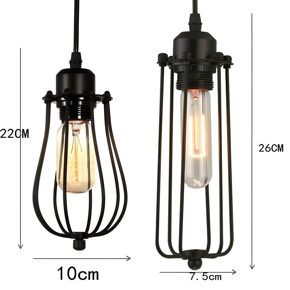 Black retro wrought iron chandelier with 140cm diameter cage design and E27 light fitting