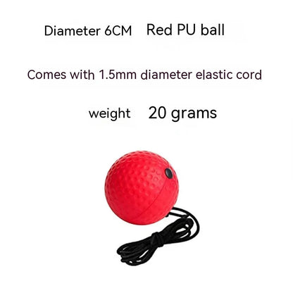 Head-mounted boxing reaction ball trainer with adjustable headband and multiple coloured balls