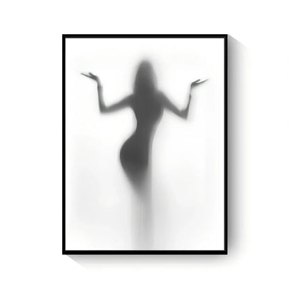 Black and white abstract canvas wall art with frameless rectangular design showing textured oil canvas surface