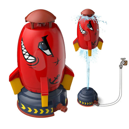 Outdoor water pressure rocket launcher toy for children's garden play with plastic construction