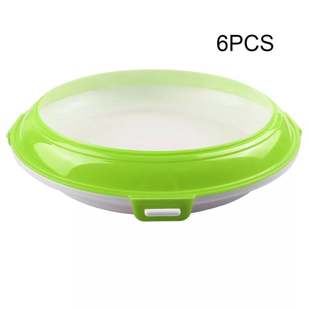 Refrigerator Fresh-keeping Tray in red, green, and orange colors with space-saving design