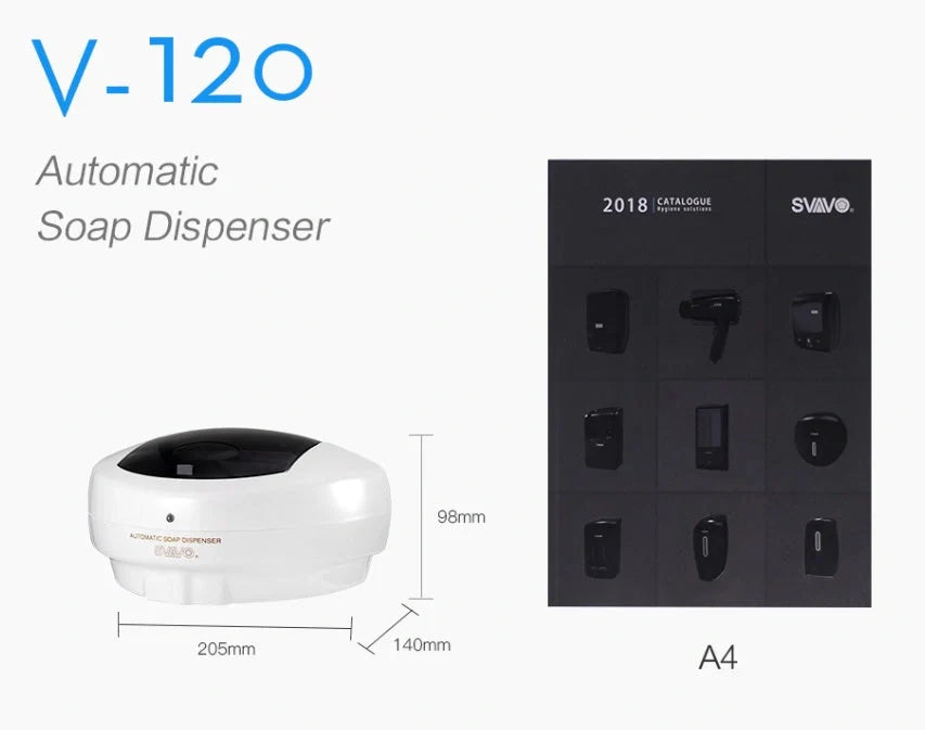 Wall-mounted automatic soap dispenser in white, featuring touch-free operation and durable ABS plastic construction